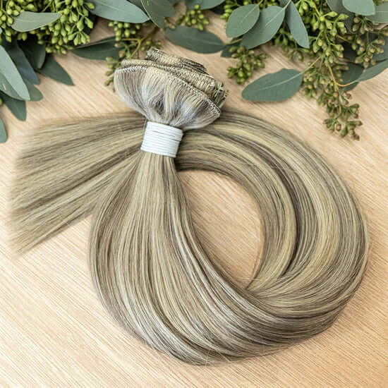 30 INCH CUSTOM CLIP IN CLIP IN HAIR EXTENSIONS GIVE INSTANT DENSITY & LENGTH CUSTOMIZABLE IN PLACEMENT & COLORING, PRE-ROOTED OPTIONS ARE AVAILABLE OUR CUSTOM CLIP IN EXTENSIONS ARE 30" IN LENGTH AND HAVE 7 TOTAL PIECES 1 PIECE- 10" WIDE 1 PIECE- 6" WIDE