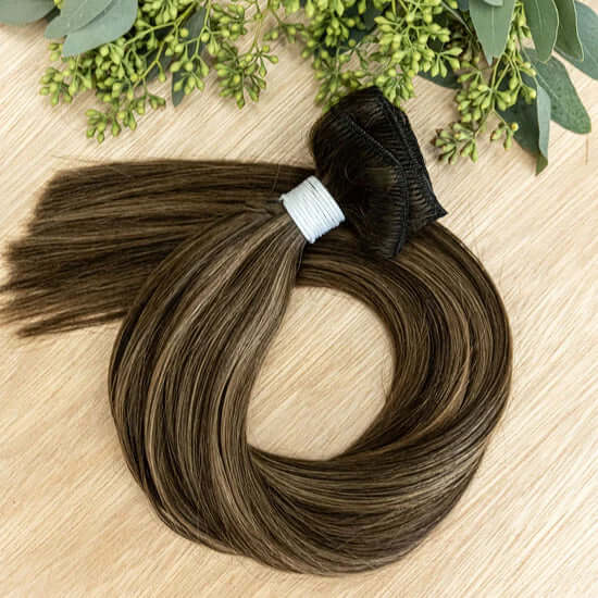 30 INCH CUSTOM CLIP IN CLIP IN HAIR EXTENSIONS GIVE INSTANT DENSITY & LENGTH CUSTOMIZABLE IN PLACEMENT & COLORING, PRE-ROOTED OPTIONS ARE AVAILABLE OUR CUSTOM CLIP IN EXTENSIONS ARE 30" IN LENGTH AND HAVE 7 TOTAL PIECES 1 PIECE- 10" WIDE 1 PIECE- 6" WIDE