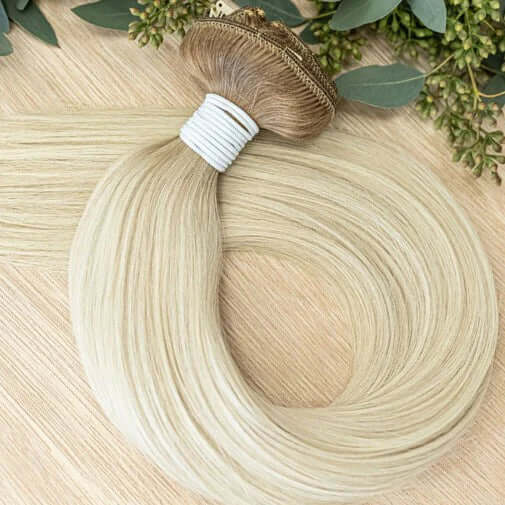30 INCH CUSTOM CLIP IN CLIP IN HAIR EXTENSIONS GIVE INSTANT DENSITY & LENGTH CUSTOMIZABLE IN PLACEMENT & COLORING, PRE-ROOTED OPTIONS ARE AVAILABLE OUR CUSTOM CLIP IN EXTENSIONS ARE 30" IN LENGTH AND HAVE 7 TOTAL PIECES 1 PIECE- 10" WIDE 1 PIECE- 6" WIDE