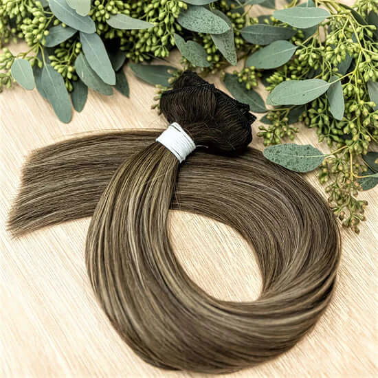 30 INCH CUSTOM CLIP IN CLIP IN HAIR EXTENSIONS GIVE INSTANT DENSITY & LENGTH CUSTOMIZABLE IN PLACEMENT & COLORING, PRE-ROOTED OPTIONS ARE AVAILABLE OUR CUSTOM CLIP IN EXTENSIONS ARE 30" IN LENGTH AND HAVE 7 TOTAL PIECES 1 PIECE- 10" WIDE 1 PIECE- 6" WIDE